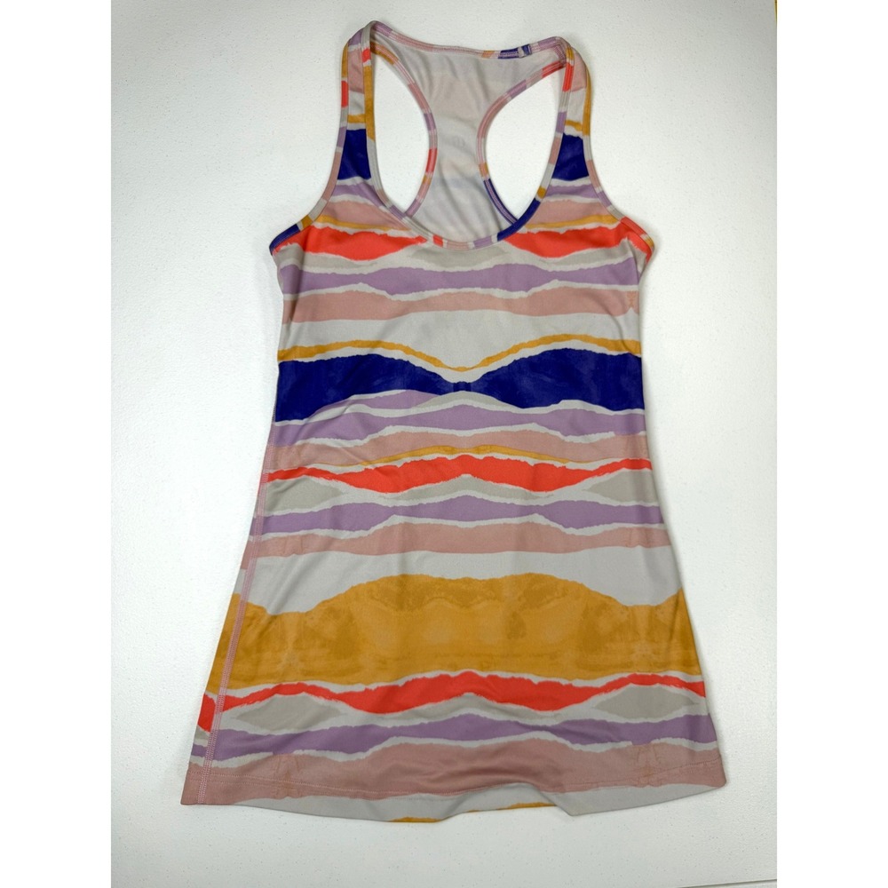 Lululemon Cool Racerback Tank Top Women Size 4 Multi Color Stripe Yoga Gym
